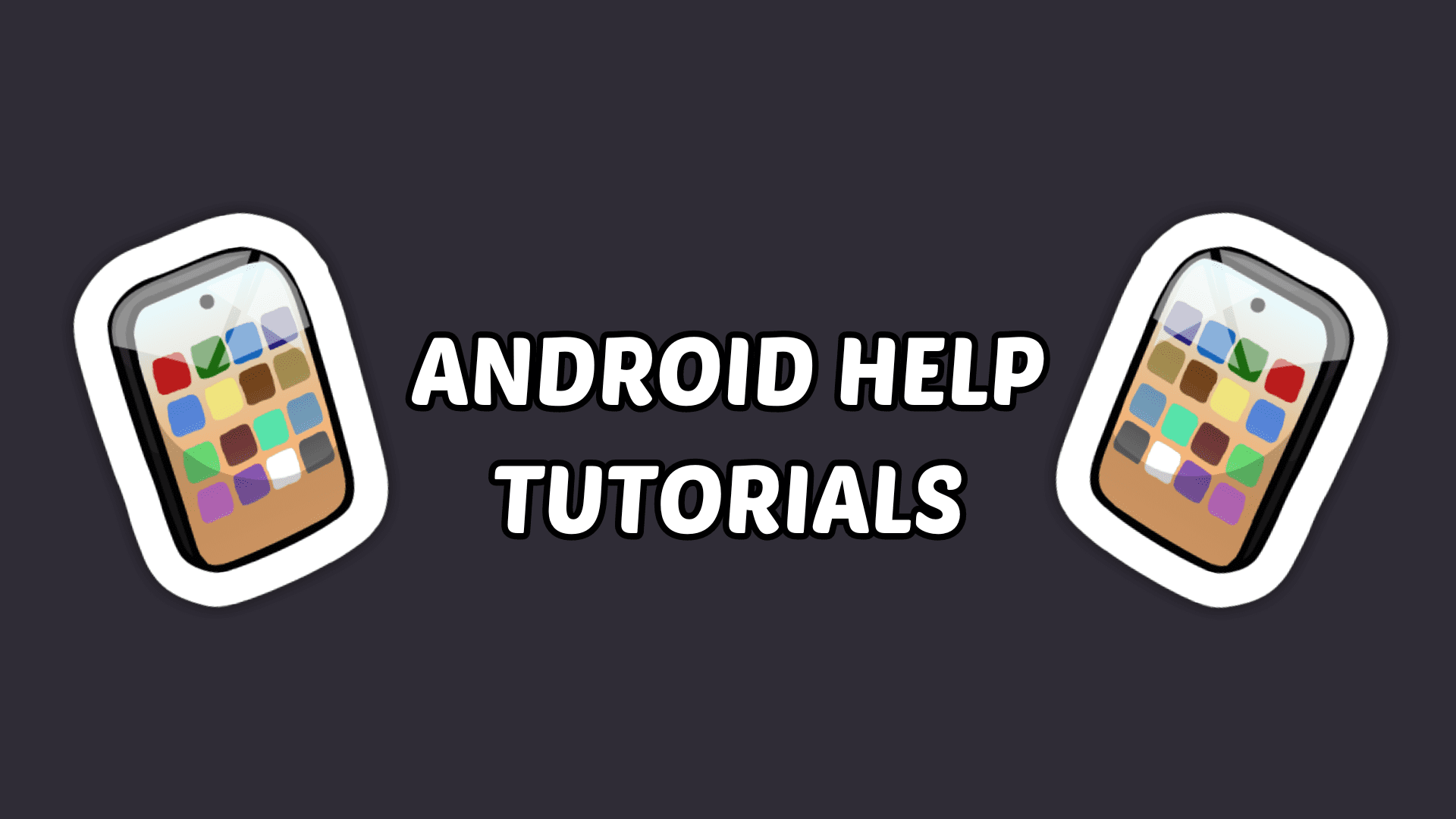 Android help tutorials for Hideaway and Party Parrot World. Icons of a black smartphone against a black background.